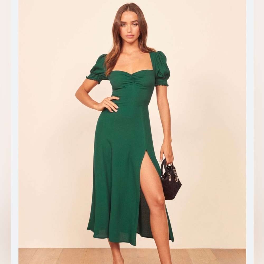 Reformation Lacey Dress in Green Size 4
